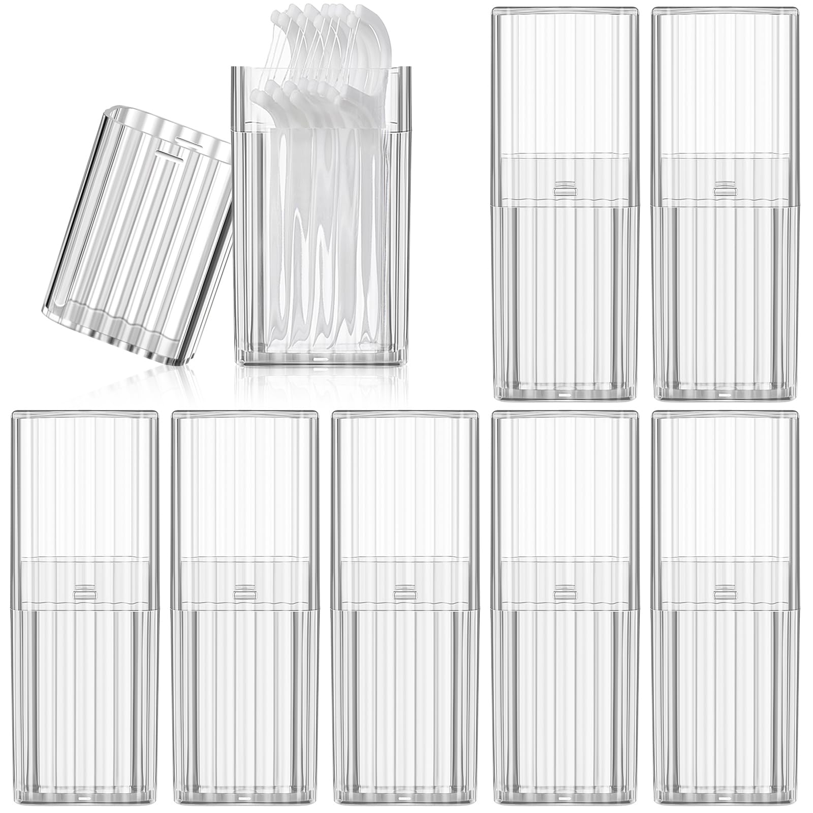 Dandat 8-piece floss holder set in white