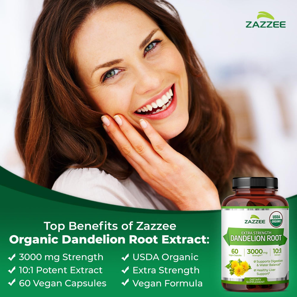 High-potency 10:1 Dandelion Root Extract at 3000 mg strength