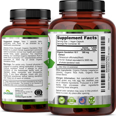 Dandelion Root Extract ingredients label: vegan and gluten-free