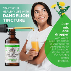 Dandelion root tincture ingredients close-up
