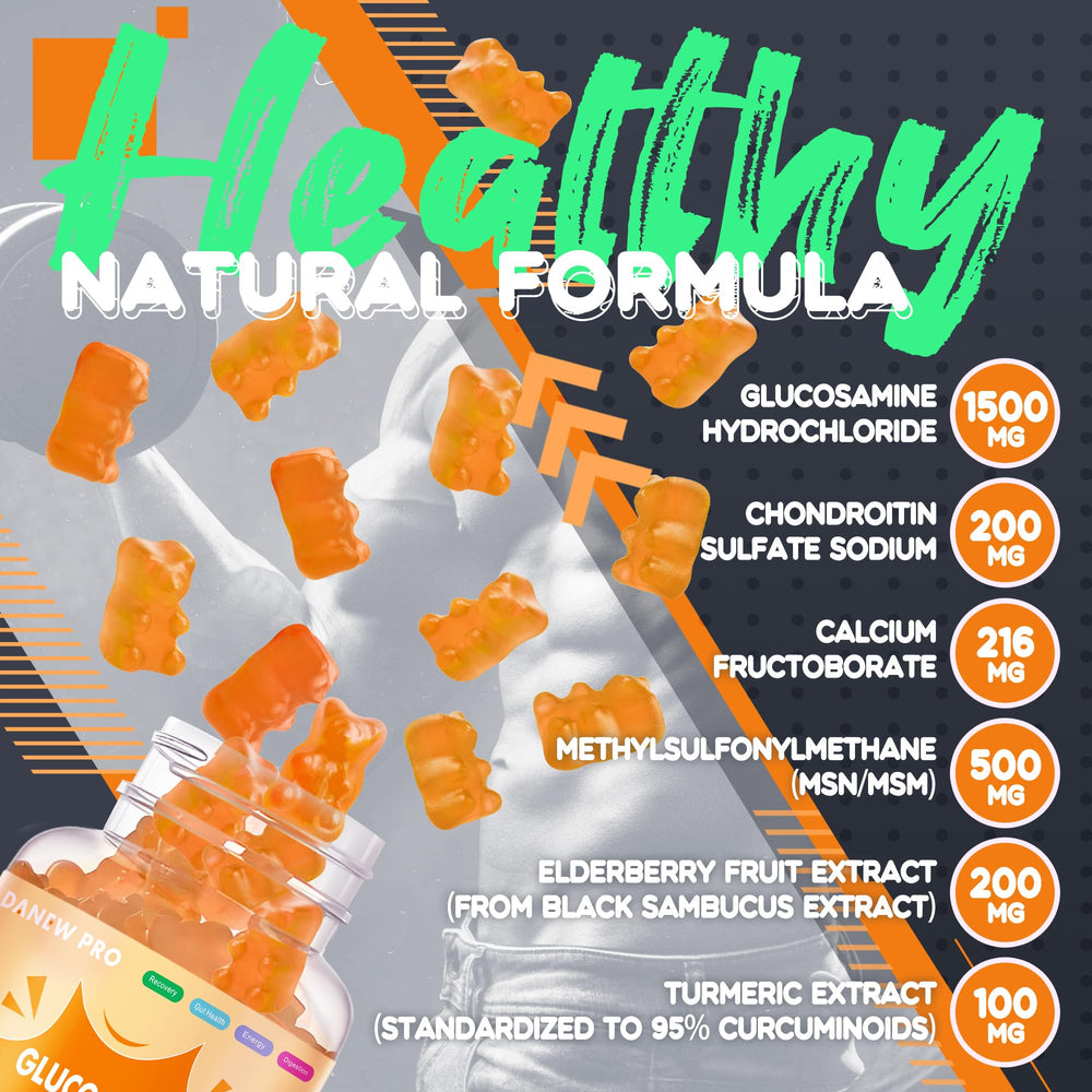 Bottle label highlighting Glucosamine, Chondroitin and MSM