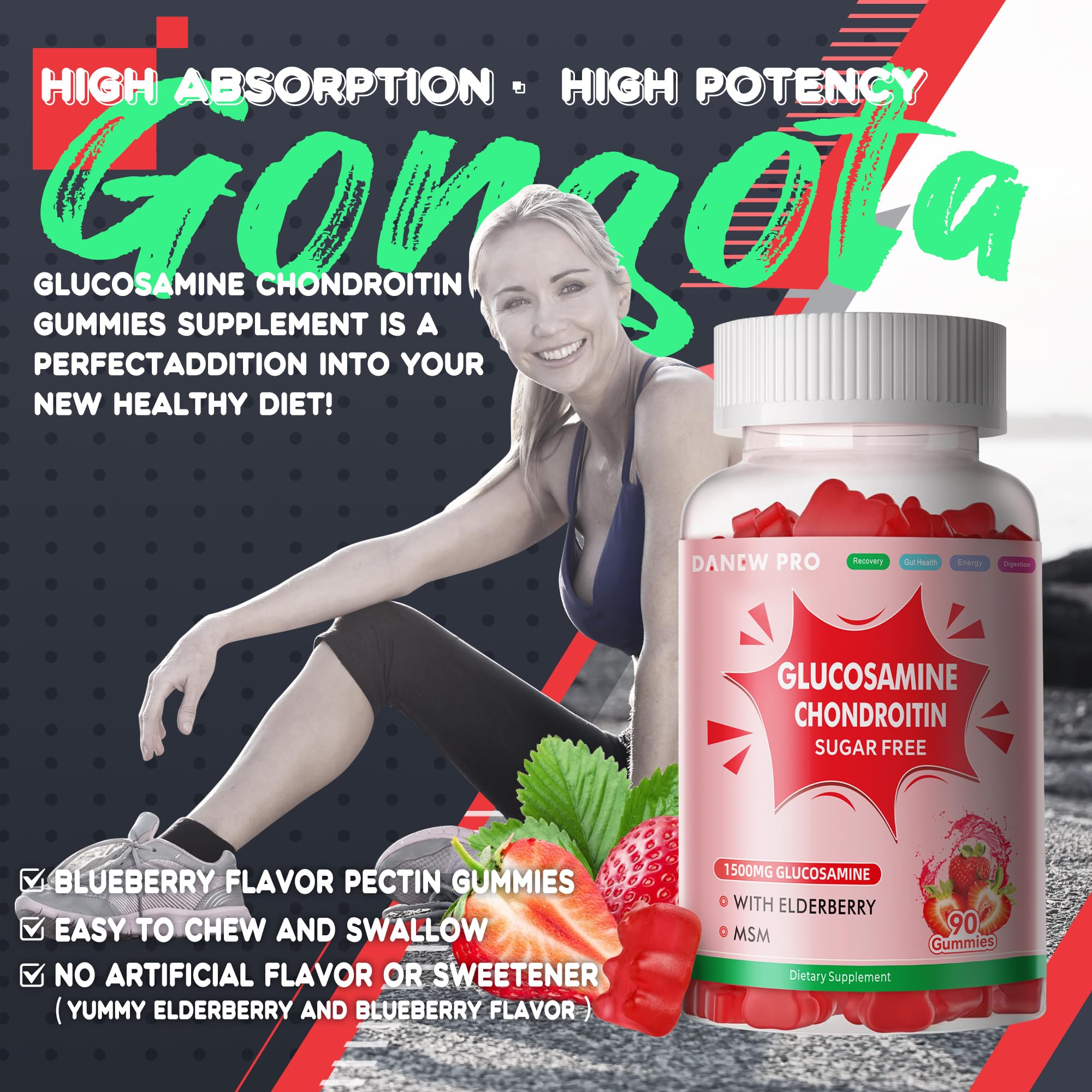 Serving suggestion of strawberry-flavored gummies