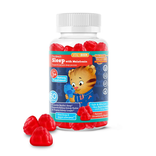 Front label of Daniel Tiger's Neighborhood Kids Melatonin Gummies 60-count
