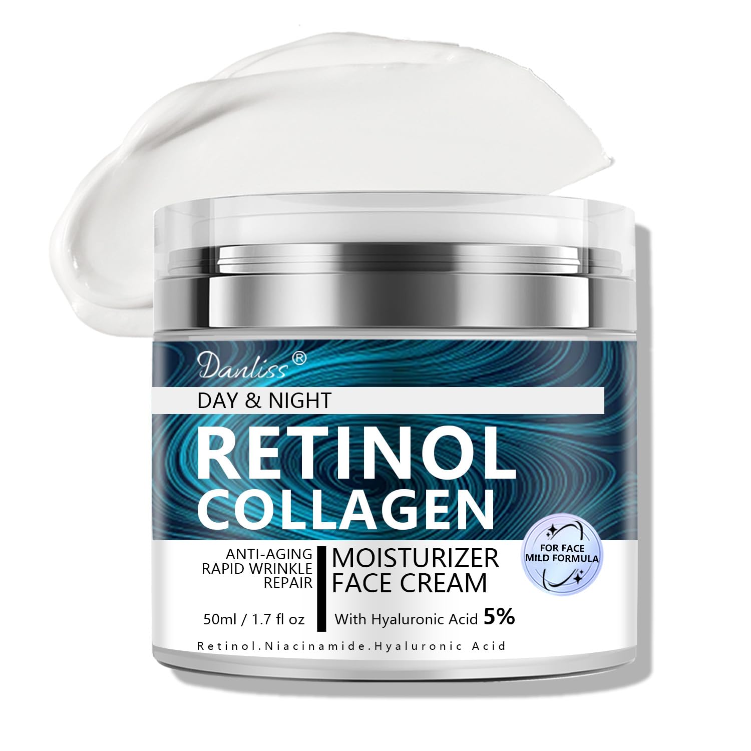 Danliss collagen retinol cream tube closeup showing smooth texture for daily use