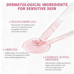Close-up of Niacinamide Serum texture showing even skin tone.