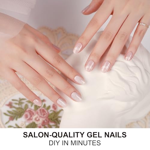 DANNI & TONI cat-eye pink nail stickers for dramatic, shimmery depth.