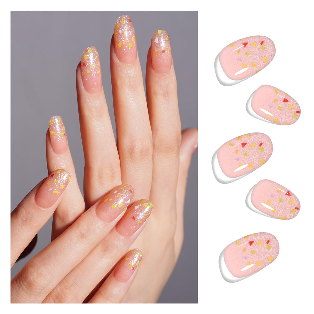 DANNI & TONI Dreamscape Confetti nude gel wraps for a quick at-home manicure