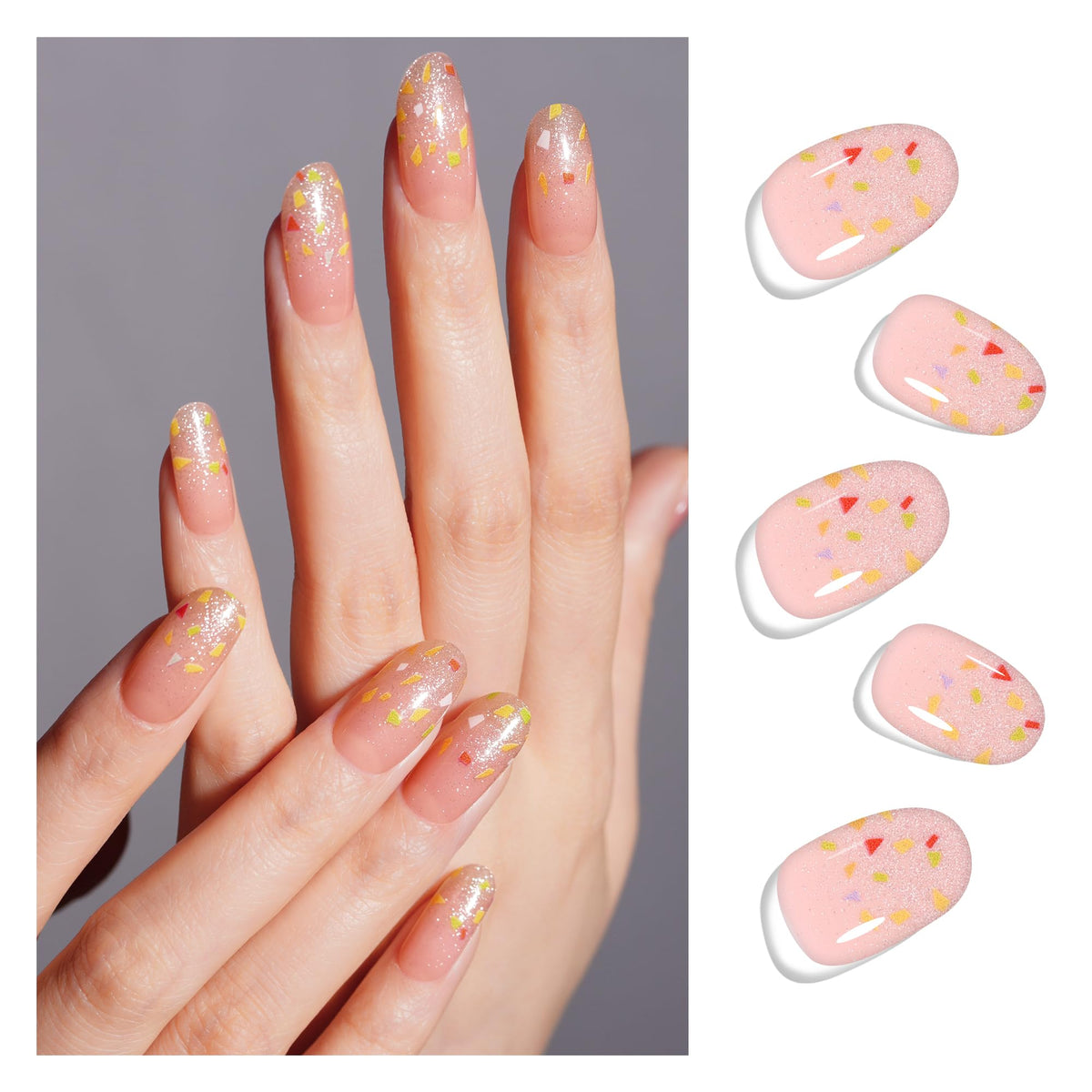 DANNI & TONI Dreamscape Confetti nude gel wraps for a quick at-home manicure