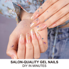 DANNI & TONI Dreamscape Confetti nude gel wraps create salon-like nails at home