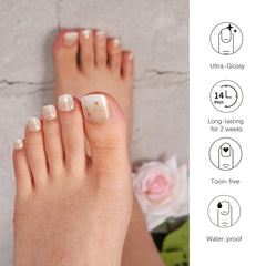 DANNI TONI glazed pedi wrap with gold accents for durable, long-lasting nail art.