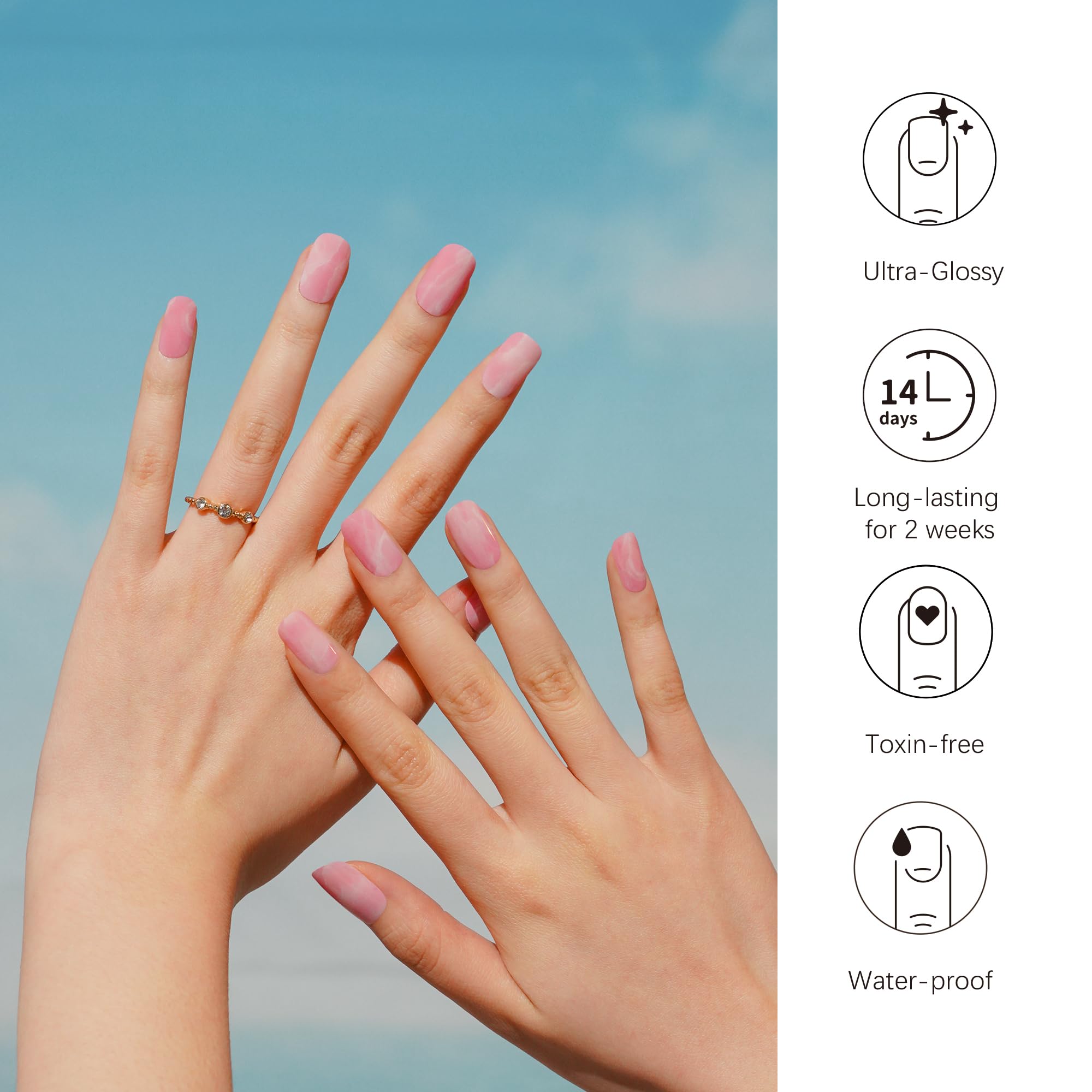 Pink Bliss gel nail strips enabling instant at-home manicure