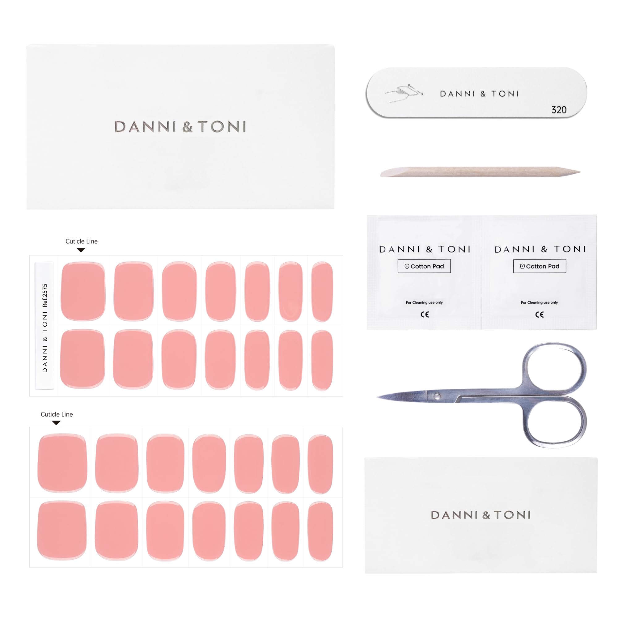 DANNI & TONI semi-cured gel wraps close-up with glossy finish lasting up to two weeks.