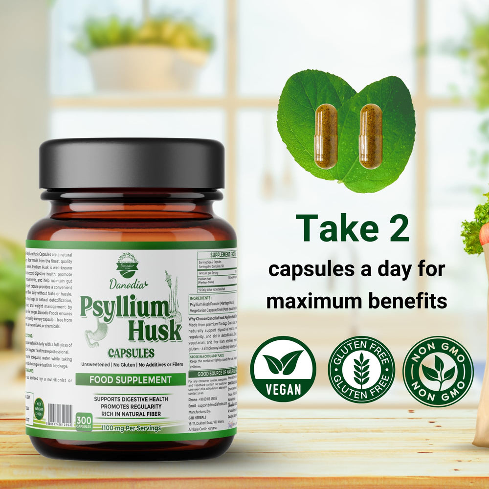 Suggested daily use for Danodia Psyllium Husk Capsules