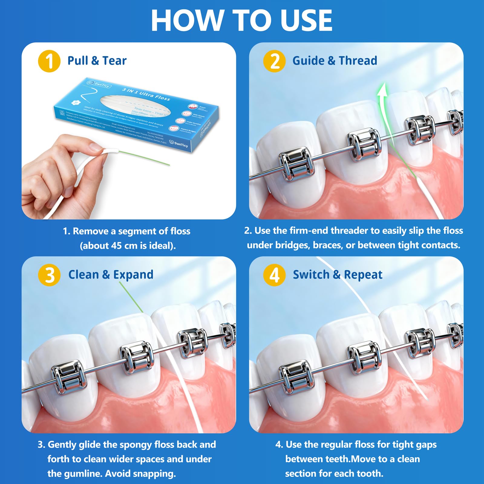 Spongy floss texture suitable for braces cleaning