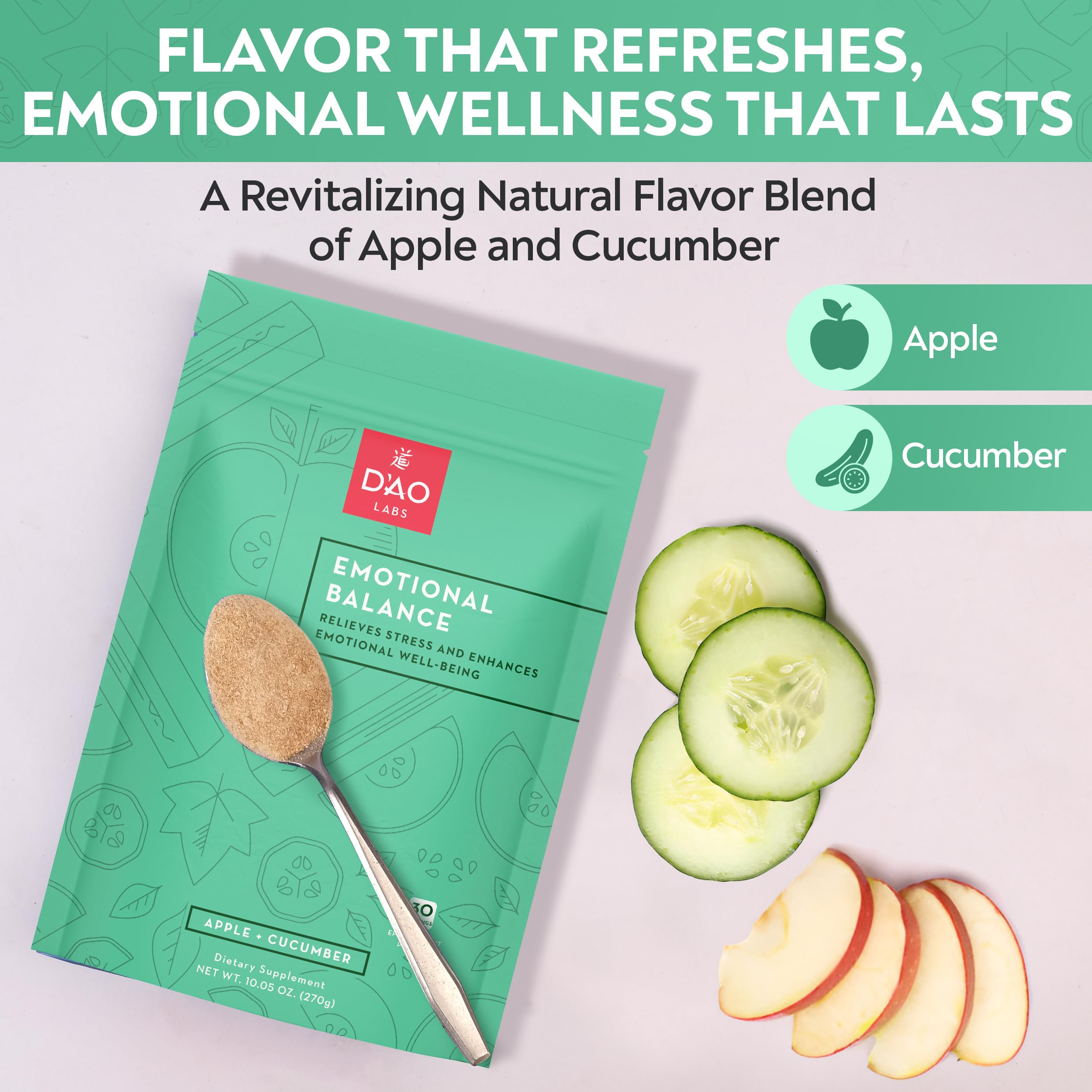 Apple-Cucumber flavored effervescent powder