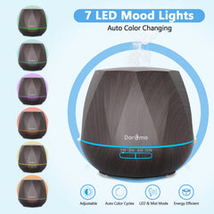 Ultrasonic diffuser emitting fine mist in a bedroom setting