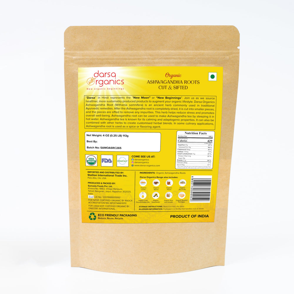 Dried Ashwagandha root pieces (Withania somnifera)