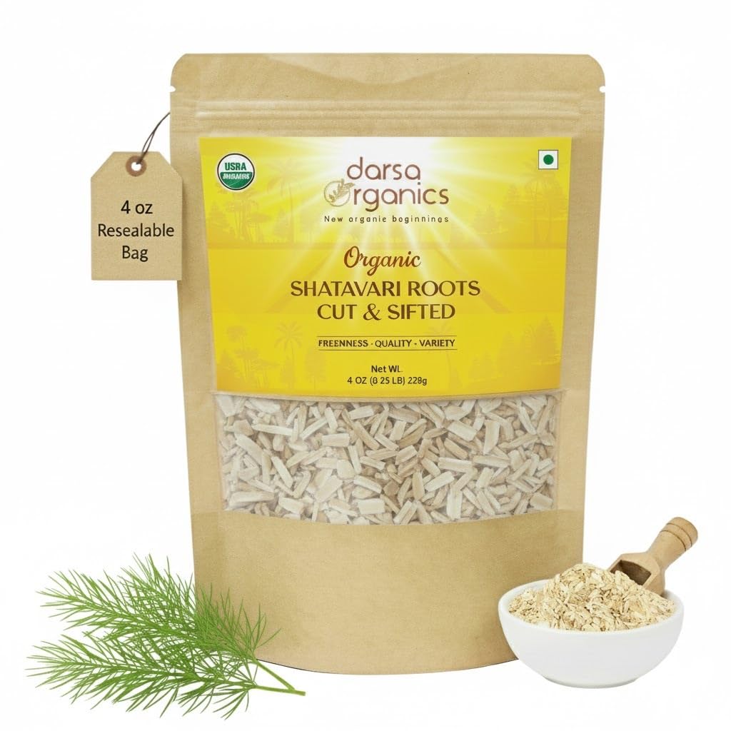 Darsa Organics Shatavari Cut & Sifted 4 oz jar label