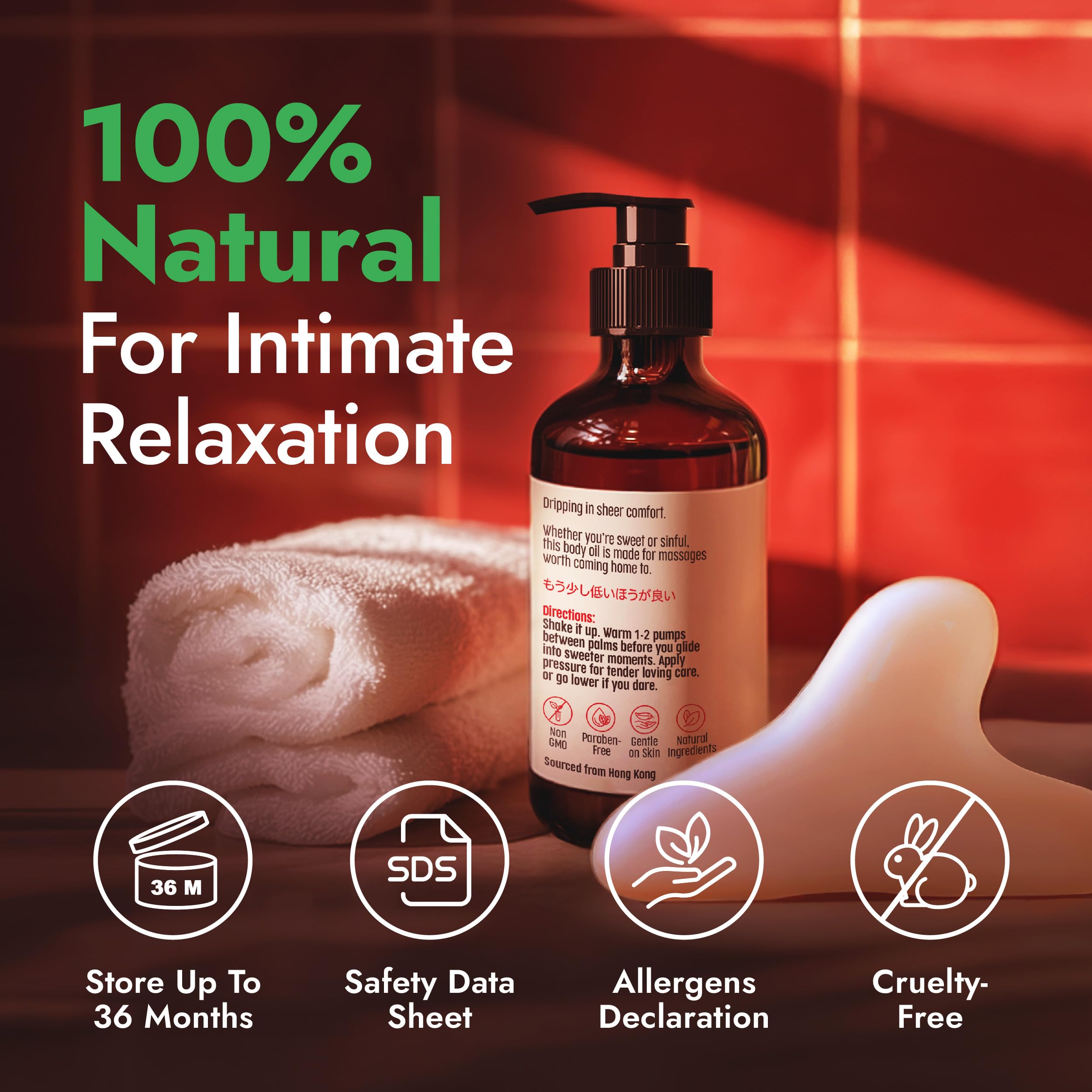 Cozy date-night scene with massage oil for bedtime therapy