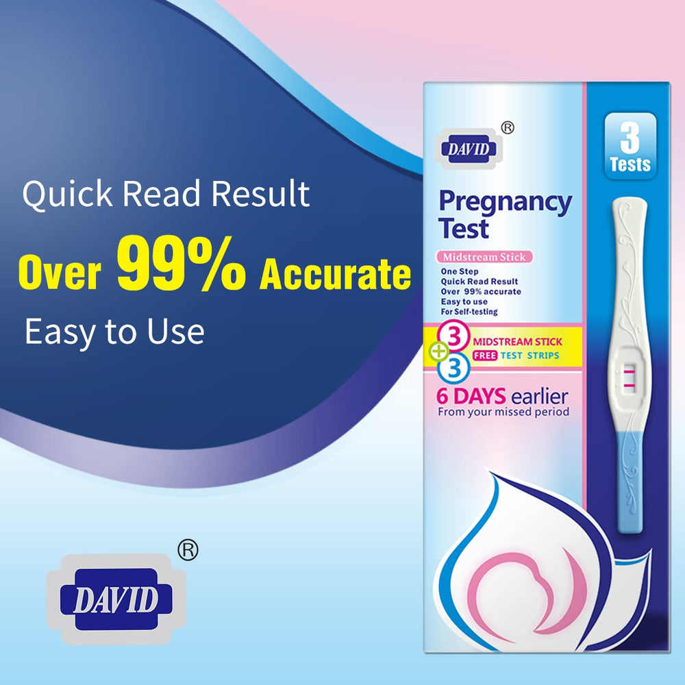 DAVID pregnancy test strips laid out for use