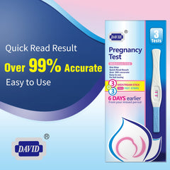 DAVID pregnancy test strips laid out for use