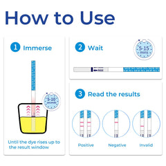 Close-up of DAVID pregnancy test strip showing test area