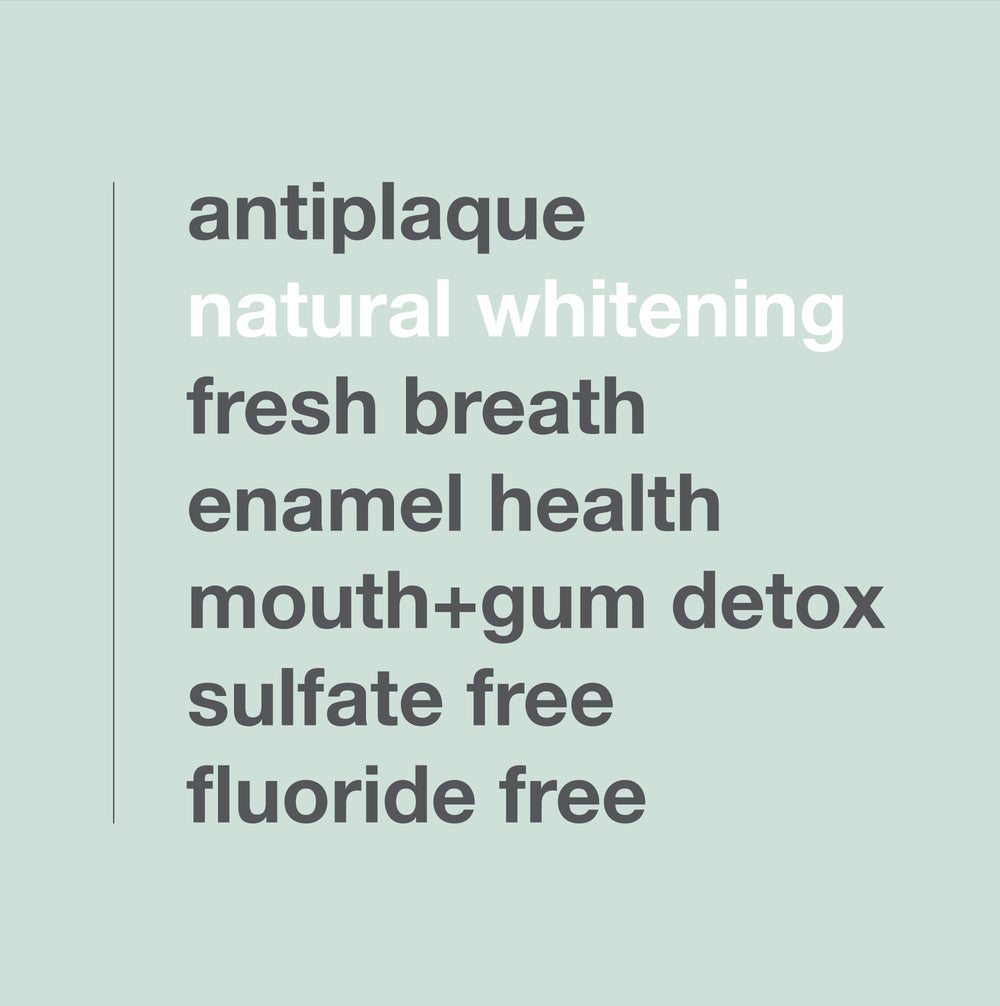 Packaging highlighting fluoride-free and SLS-free formula