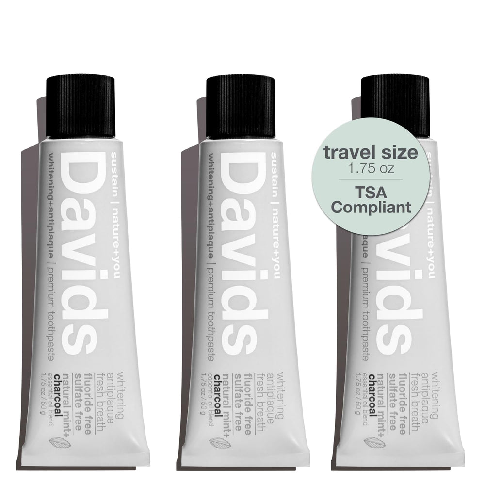 Davids Whitening Charcoal Travel Toothpaste 3-pack - hero image