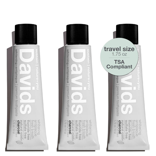 Davids Whitening Charcoal Travel Toothpaste 3-pack - hero image