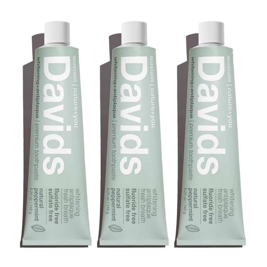 Front view of Davids Fluoride Free Toothpaste 3 Pack
