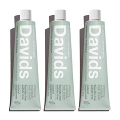 Front view of Davids Fluoride Free Toothpaste 3 Pack