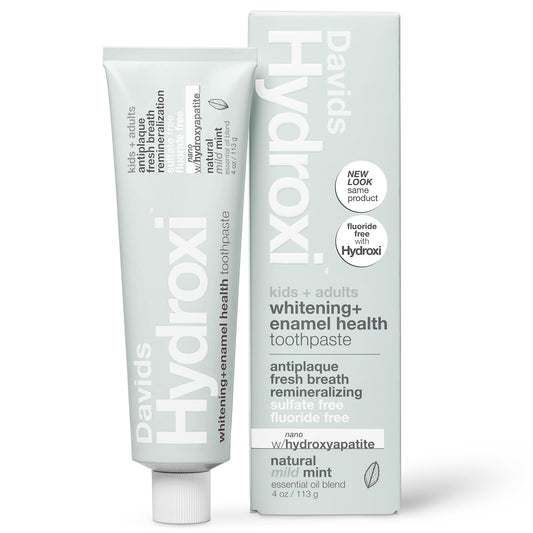 Front view of Davids Hydroxi Mild Mint toothpaste 4 oz tube