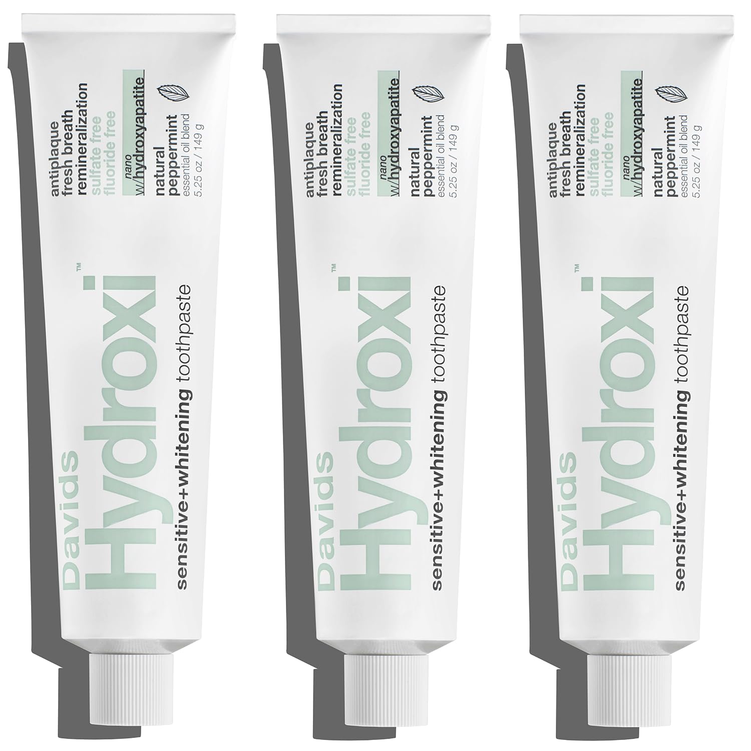 Davids Hydroxi 3-pack toothpaste front view