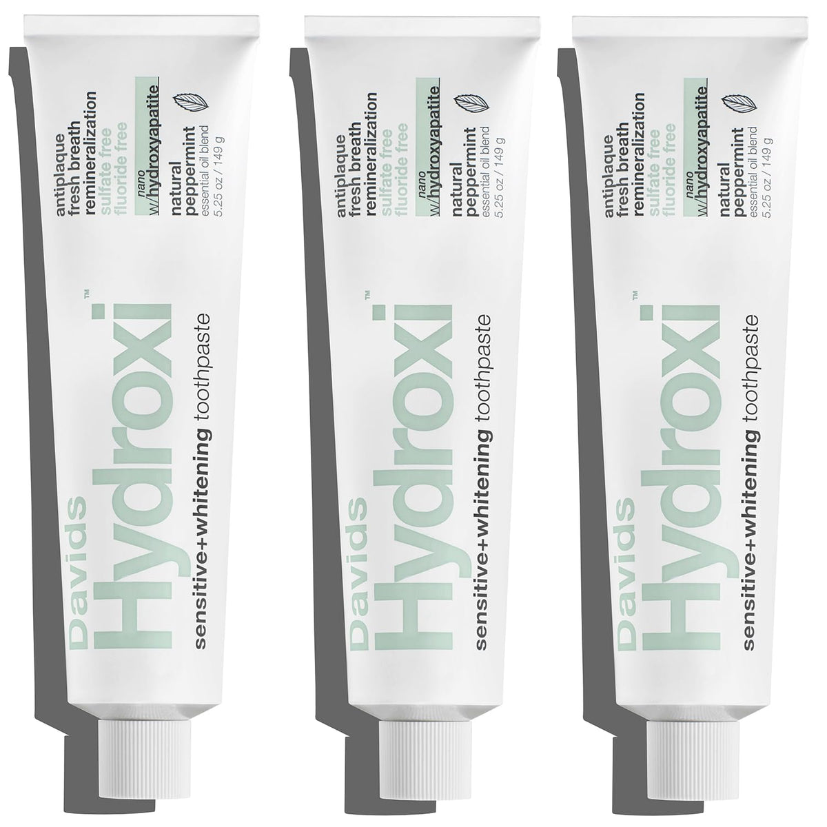 Davids Hydroxi 3-pack toothpaste front view