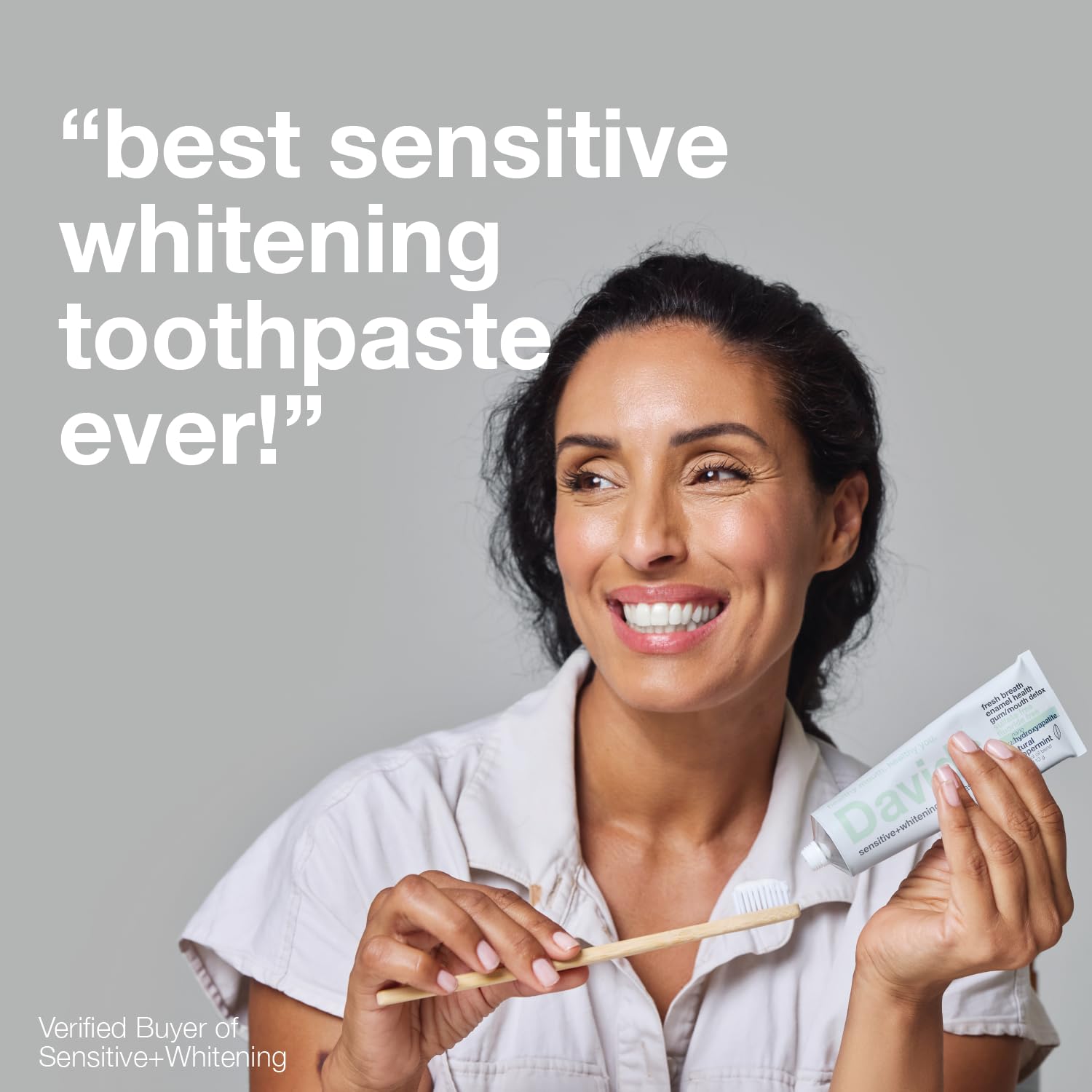 SLS-free and vegan labeling on Davids Hydroxi toothpaste
