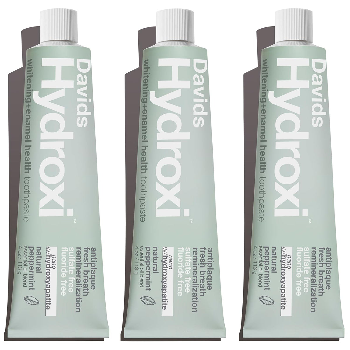 Davids Hydroxi toothpaste packaging box and multiple tubes