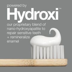 Close-up of Davids Hydroxi toothpaste tubes