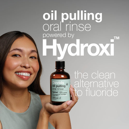 Close-up of Davids Nano Hydroxyapatite Mouthwash bottle