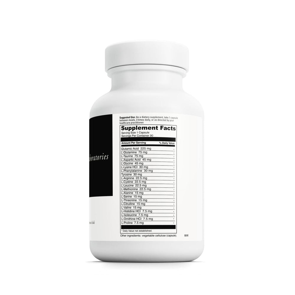 Close-up of Amino 21 ingredients label
