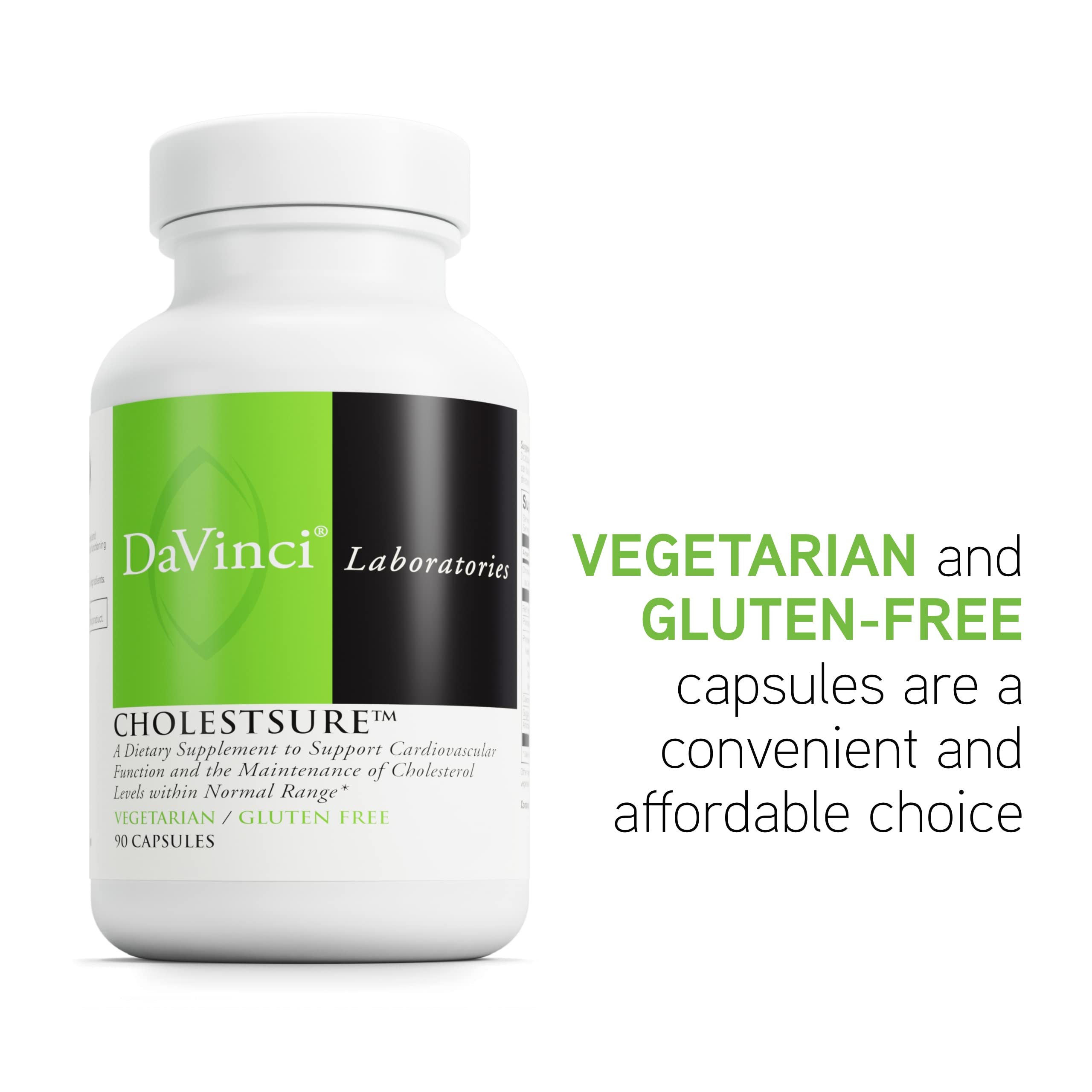 DAVINCI CholestSure CoQ10 capsules highlight essential daily nutrients.