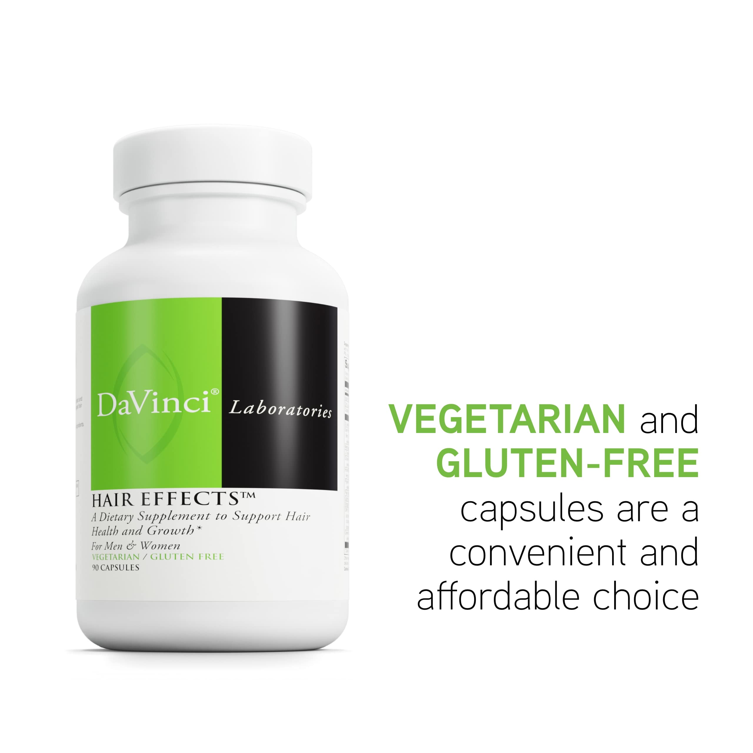 DAVINCI Hair Effects gluten-free symbol on packaging communicates suitability
