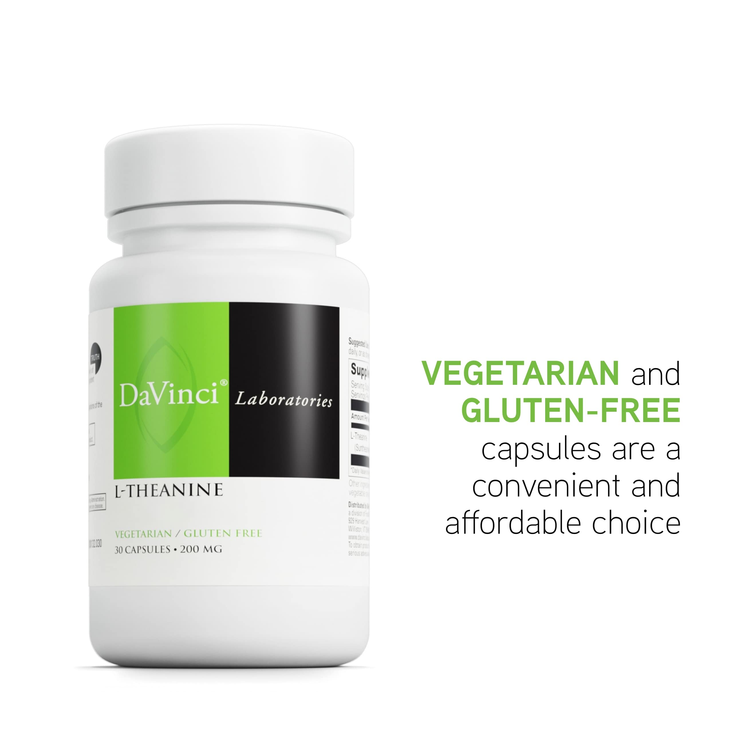 Nutrition label highlighting L-Theanine (Suntheanine) ingredient panel