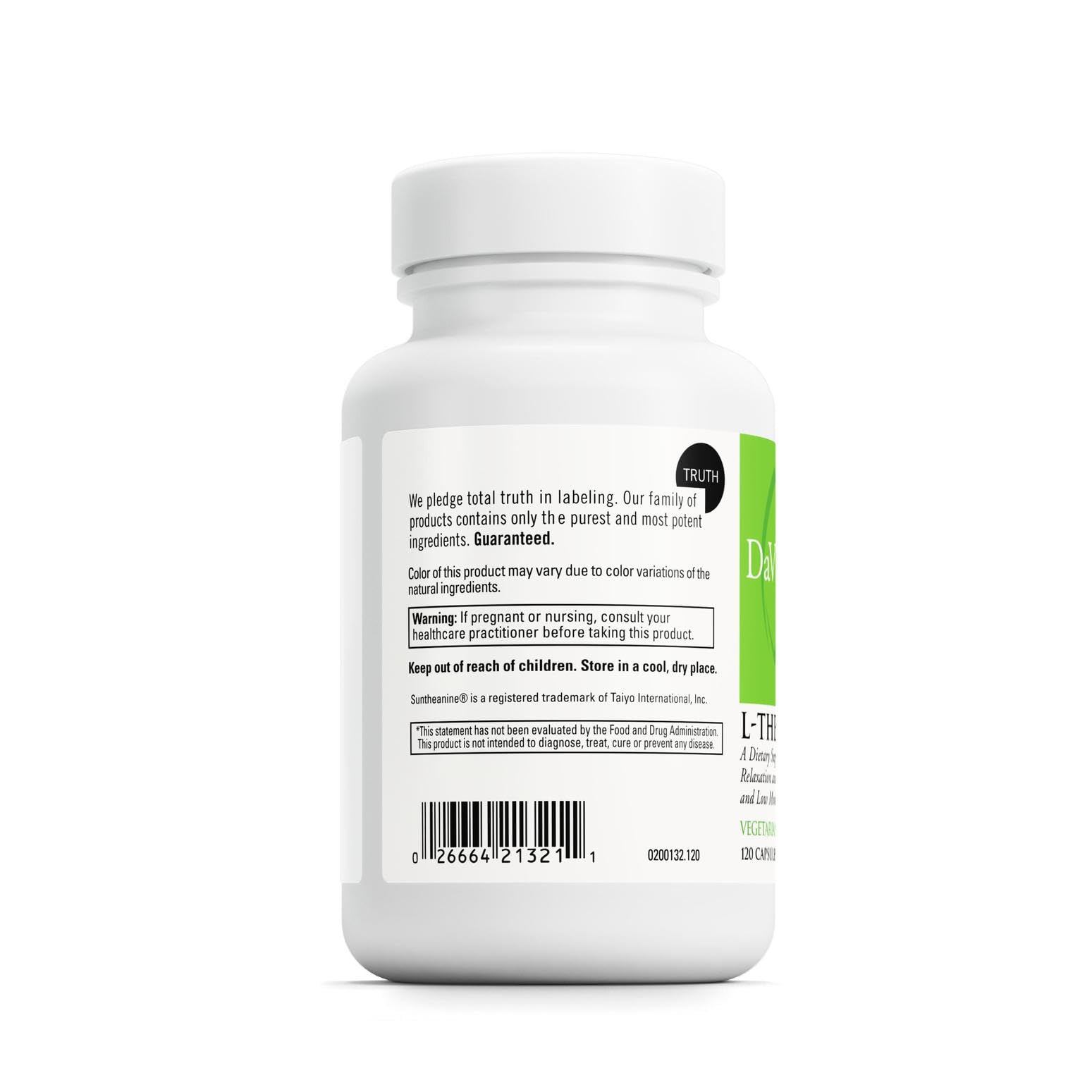 Suntheanine 200 mg L-Theanine per capsule label