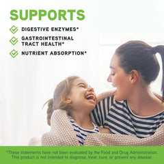 Ingredients panel for Digenzyme showing enzymes and bromelain/papain