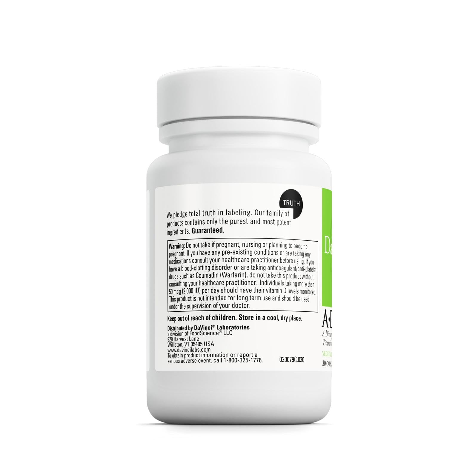 Vitamin A, D3, and K2 MK-7 formulation for DAVINCI ADK