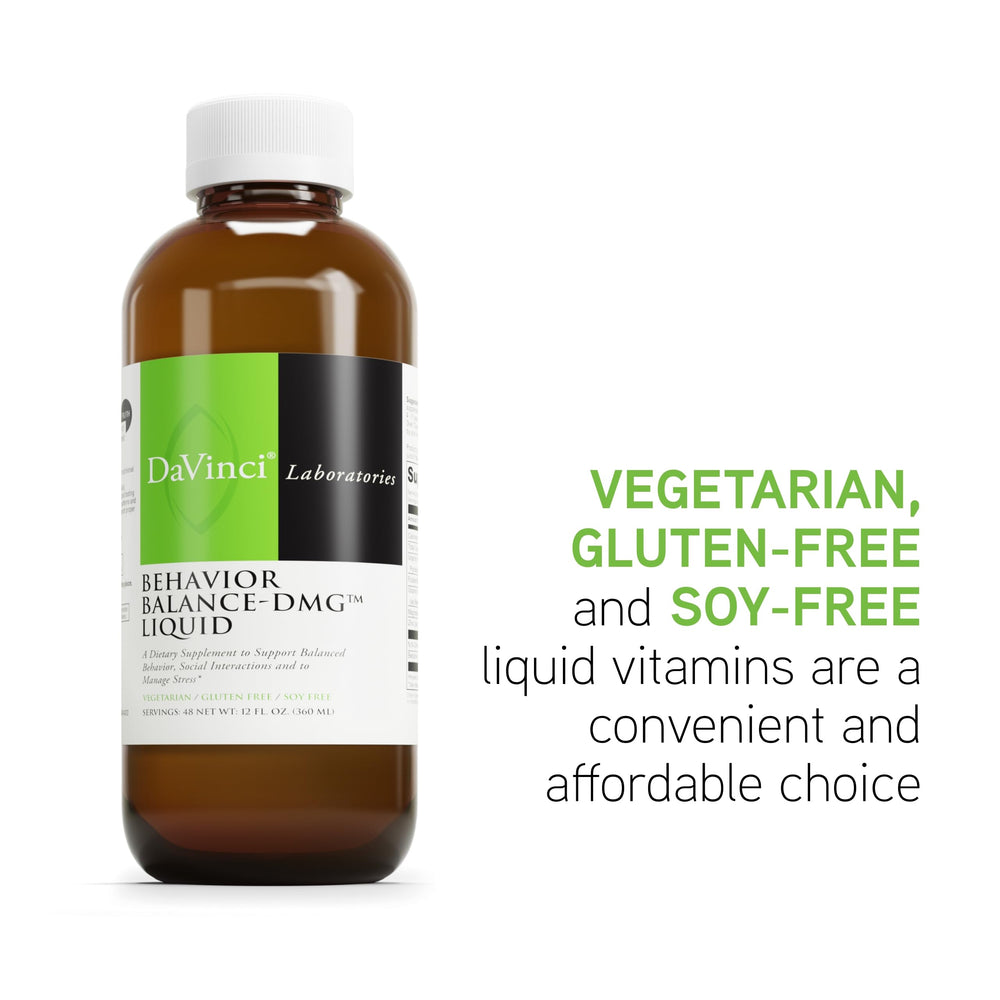 Side view of the Behavior Balance DMG Liquid bottle