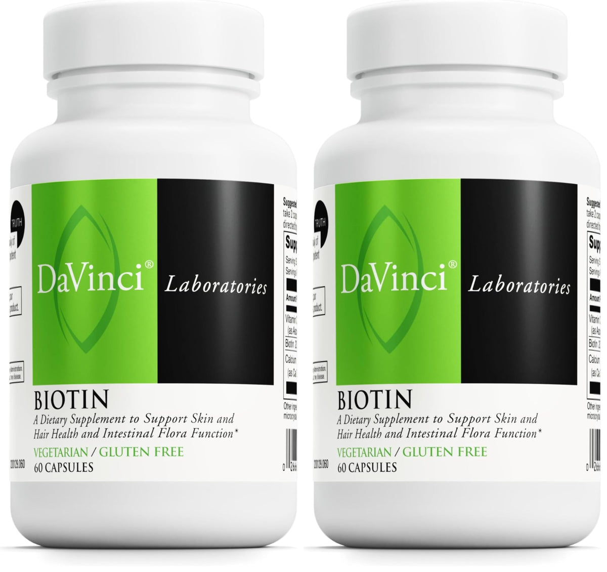 DAVINCI Labs Biotin bottle with label, pack 2 – 60 capsules