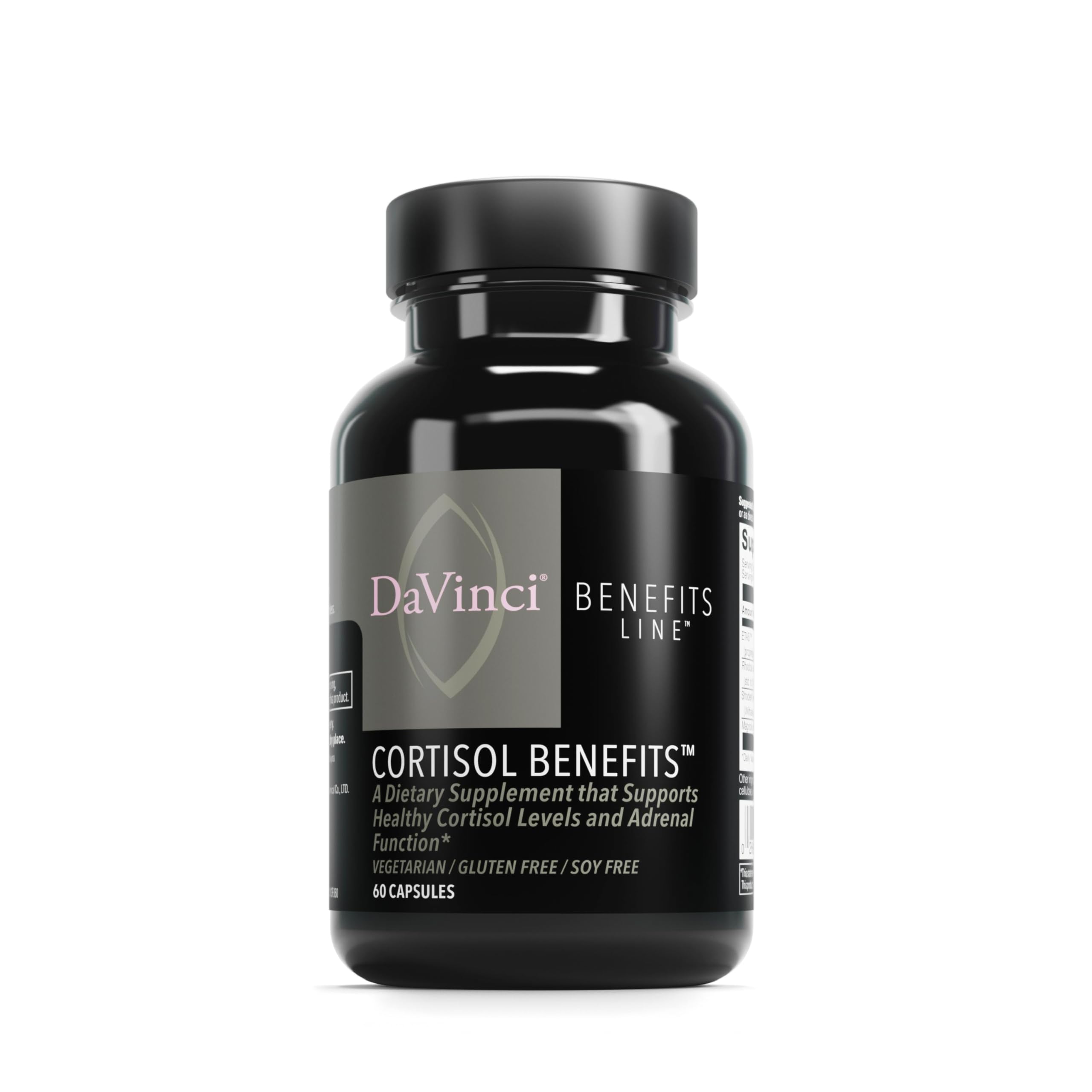 Bottle of DaVinci Labs Cortisol Benefits dietary supplement