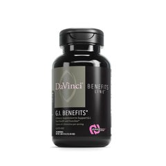 Davinci Labs GI Benefits powder and scoop on white background