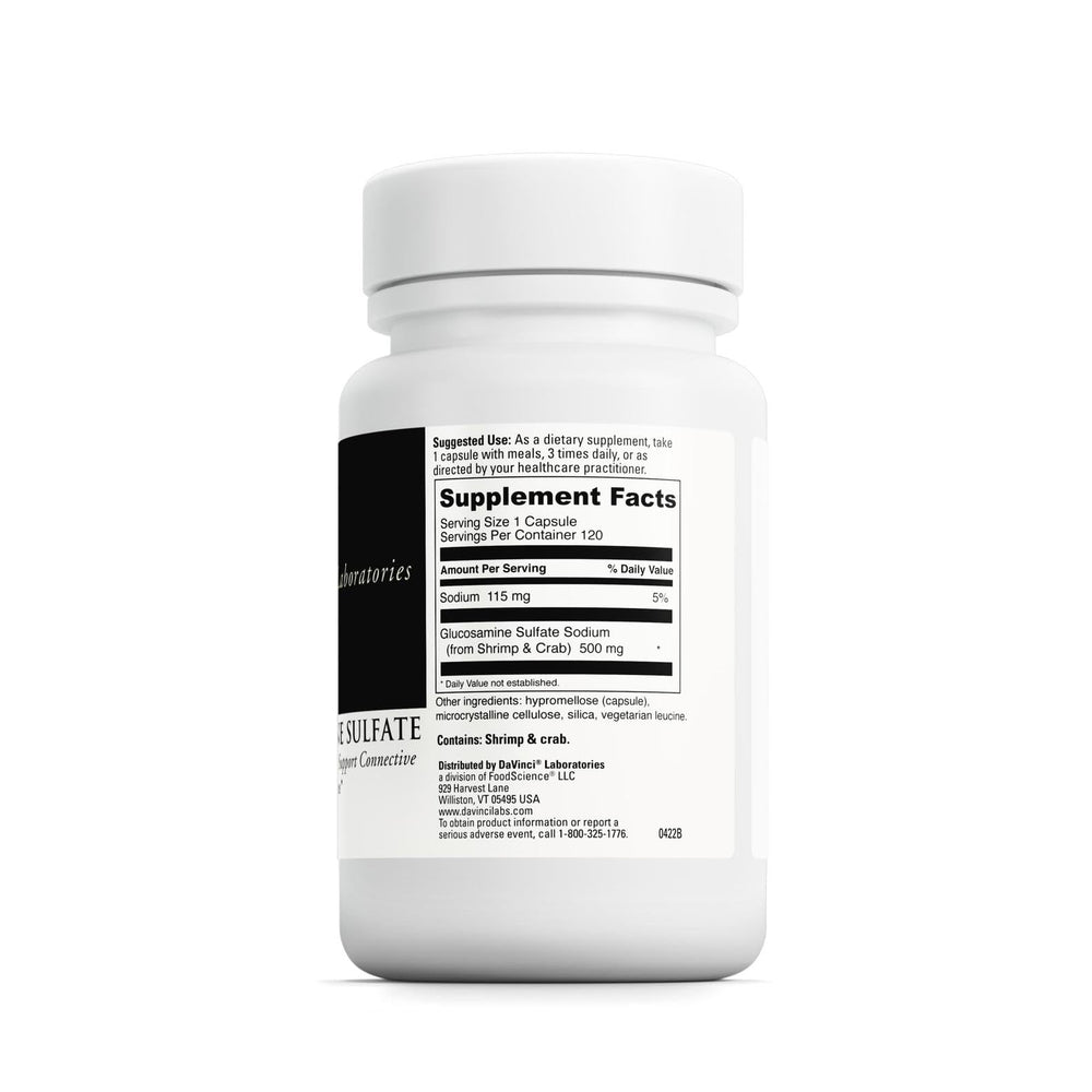Glucosamine sulfate supplement label showing gluten-free